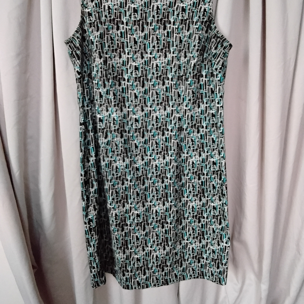 Dressbarn Black and Teal Geometric Dress
